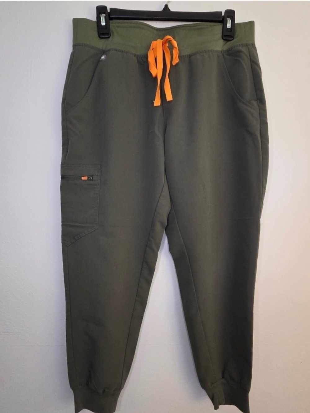 Figs Women’s Olive Jogger Pants with Orange Drawstring